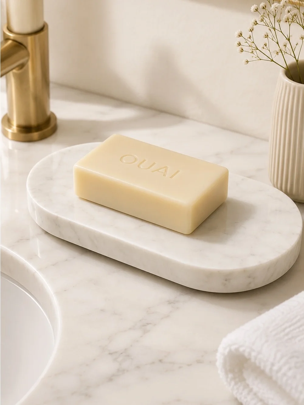 H&M White Marble Vanity Tray Soap Dish Jewelry Tray Bathroom Decor